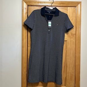 Tommy Hilfiger blue dress with white small dots.